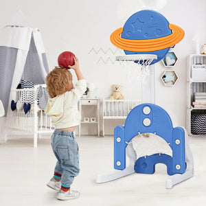 3 in 1 Kids Basketball Hoop Set with Balls-Blue view 2