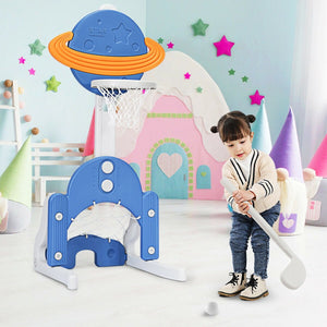 3 in 1 Kids Basketball Hoop Set with Balls-Blue view 3