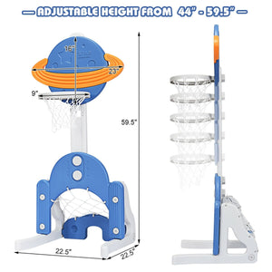 3 in 1 Kids Basketball Hoop Set with Balls-Blue view 4