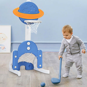 3 in 1 Kids Basketball Hoop Set with Balls-Blue view 8