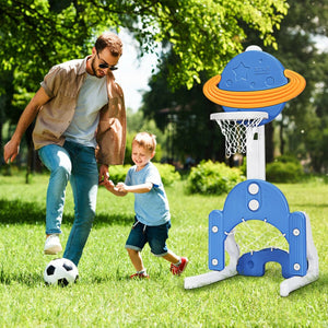 3 in 1 Kids Basketball Hoop Set with Balls-Blue view 9