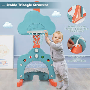 3-in-1 Kids Basketball Hoop Set with Balls-Green view 3