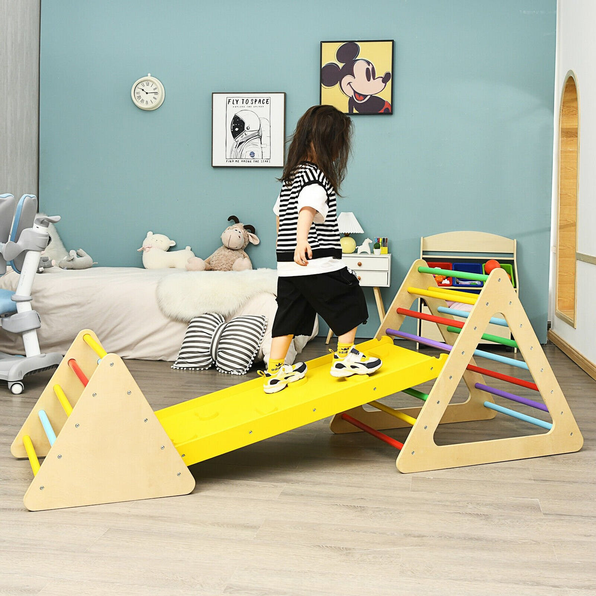 3 in 1 Wooden Set of 2 Triangle Climber with Ramp for Slid view 2