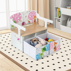 3 in 1 Kids Convertible Activity Bench with 2 Removable Fabric Bins-White view 6