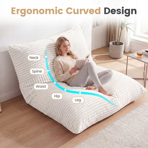 3-in-1 Large Bean Bag Chair with Comfy Corduroy Fabric-Beige view 7