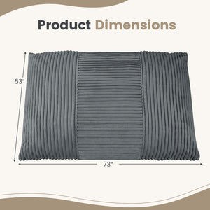 3-in-1 Large Bean Bag Chair with Comfy Corduroy Fabric-Gray view 4