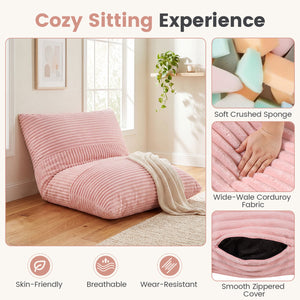 3-in-1 Large Bean Bag Chair with Comfy Corduroy Fabric-Pink view 6