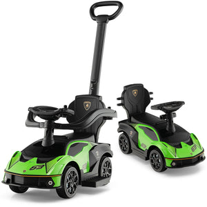 3-in-1 Licensed Lamborghini Ride on Push Car with Handle Guardrail-Green view 4