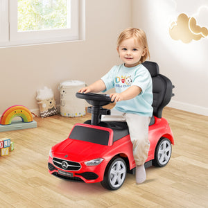 3-in-1 Ride on Push Car Mercedes-Benz Licensed Sliding Car with Canopy-Red view 3