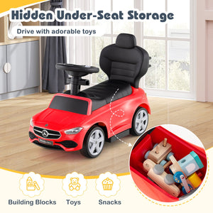 3-in-1 Ride on Push Car Mercedes-Benz Licensed Sliding Car with Canopy-Red view 9