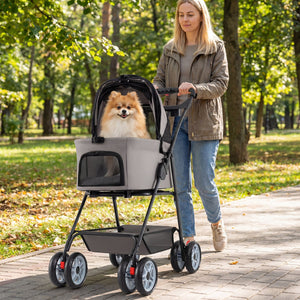 3 in 1 Pet Stroller with Removable Carrier up to 33 lbs-Gray view 2