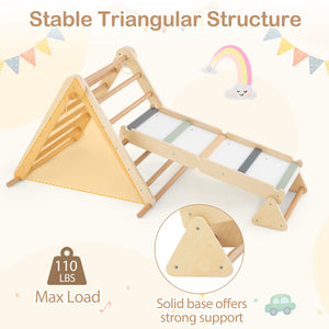3-in-1 Pikler Triangle Climbing Set Kids Foldable Montessori Toys with Ramp-Natural view 7