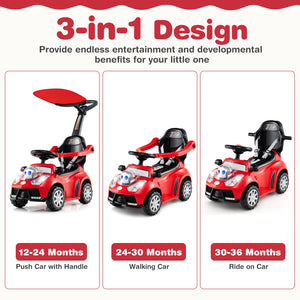 3 in 1 Push Car for Toddler Stroller Sliding Walking Car for Boys and Girls-Red view 7