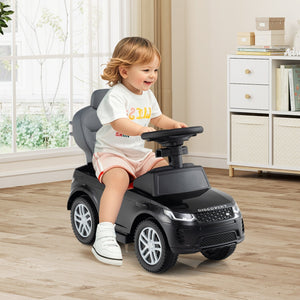 3 in 1 Push Car with Removable Handle and Guardrail for Kids 18-36 Months Old-Black view 2