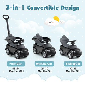 3 in 1 Push Car with Removable Handle and Guardrail for Kids 18-36 Months Old-Black view 7