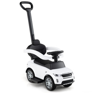 3 in 1 Push Car with Removable Handle and Guardrail for Kids 18-36 Months Old-White