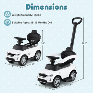 3 in 1 Push Car with Removable Handle and Guardrail for Kids 18-36 Months Old-White view 5