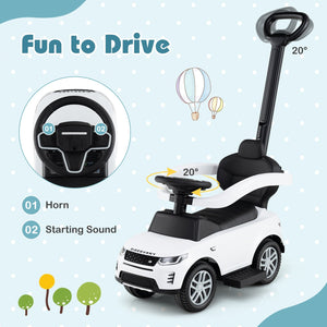 3 in 1 Push Car with Removable Handle and Guardrail for Kids 18-36 Months Old-White view 8