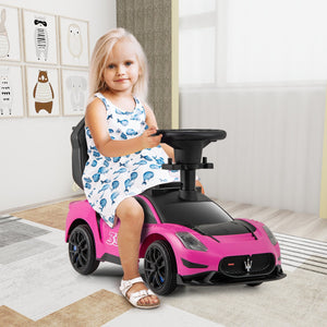 3-in-1 Ride on Push Car Maserati Licensed Sliding Car with Music-Pink view 3