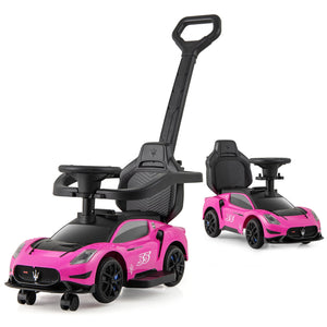 3-in-1 Ride on Push Car Maserati Licensed Sliding Car with Music-Pink view 4