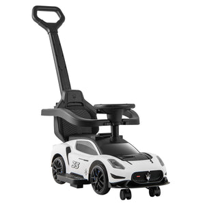 3-in-1 Ride on Push Car Maserati Licensed Sliding Car with Music-White