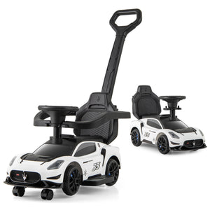 3-in-1 Ride on Push Car Maserati Licensed Sliding Car with Music-White view 4