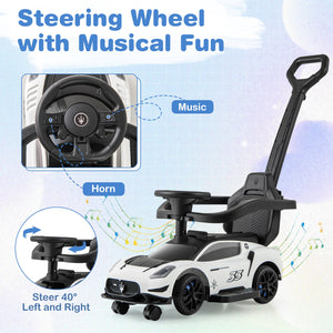 3-in-1 Ride on Push Car Maserati Licensed Sliding Car with Music-White view 8