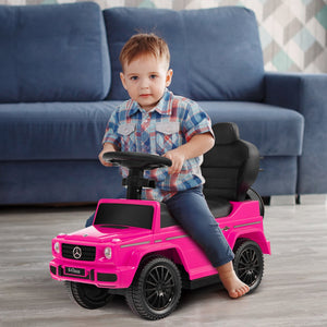 3-In-1 Ride on Push Car Mercedes Benz G350 Stroller Sliding Car with Canopy-Pink view 3