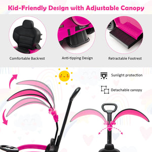 3-In-1 Ride on Push Car Mercedes Benz G350 Stroller Sliding Car with Canopy-Pink view 7