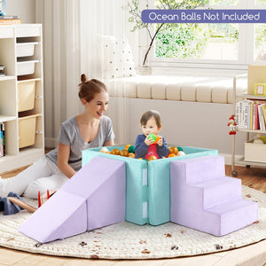 3-in-1 Suede Fabric Soft Play Set Foam Climbing Blocks for Toddlers-Purple view 3
