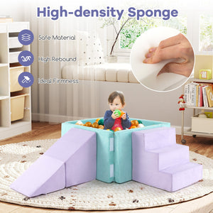 3-in-1 Suede Fabric Soft Play Set Foam Climbing Blocks for Toddlers-Purple view 6