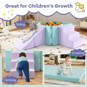 3-in-1 Suede Fabric Soft Play Set Foam Climbing Blocks for Toddlers-Purple view 8