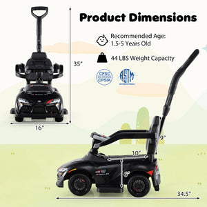 3-in-1 Toyota Licensed Foot-to-Floor Stroller Sliding Walking Toy-Black view 3