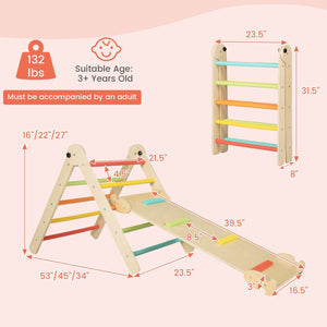3-in-1 Climbing Set Foldable and Adjustable Kids Triangle Set-Multicolor view 4