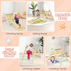 3-in-1 Climbing Set Foldable and Adjustable Kids Triangle Set-Multicolor view 5