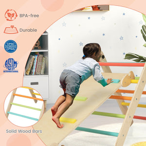 3-in-1 Climbing Set Foldable and Adjustable Kids Triangle Set-Multicolor view 8