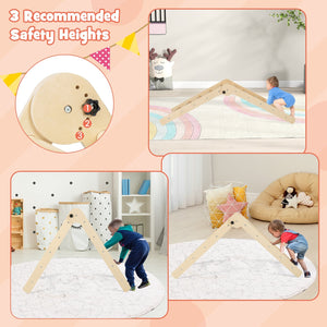 3-in-1 Climbing Set Foldable and Adjustable Kids Triangle Set-Natural view 7
