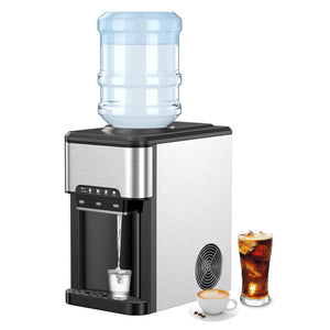 3-in-1 Water Cooler Dispenser with Built-in Ice Maker and 3 Temperature Settings-Silver view 4