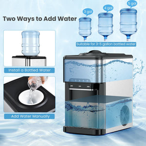 3-in-1 Water Cooler Dispenser with Built-in Ice Maker and 3 Temperature Settings-Silver view 9