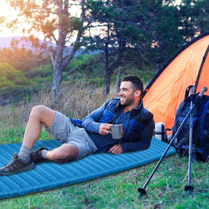 3 Inch Thick Inflatable Waterproof Camping Sleeping Pad-Blue view 2