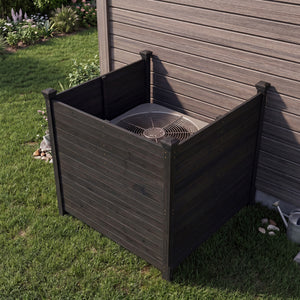 3-Panel Outdoor Privacy Air Conditioner Fence for Outside-Black view 2