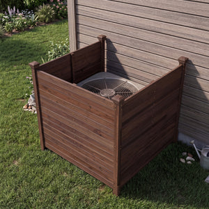 3-Panel Outdoor Privacy Air Conditioner Fence for Outside-Brown view 2