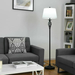 3 Pieces Lamp Set 2 Table Lamps 1 Floor Lamp with Fabric Shades view 6