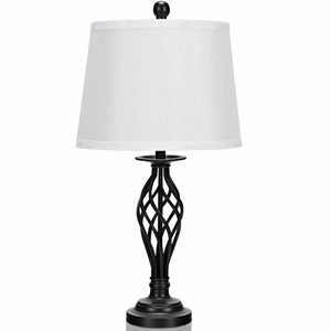 3 Pieces Lamp Set 2 Table Lamps 1 Floor Lamp with Fabric Shades view 9