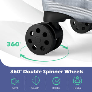 3-Piece 20/24/28 Inch Lightweight Hardside Luggage Set with 8-Spinner Wheels-Gray view 6