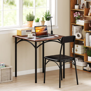 3-Piece Dining Table Set Square Kitchen Table and 2 Chairs for Dining Room-Rustic Brown view 7