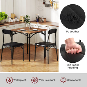 3-Piece Dining Table Set Square Kitchen Table and 2 Chairs for Dining Room-Rustic Brown view 9