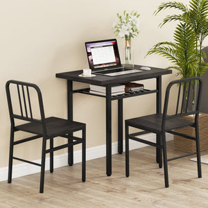 3-Piece Dining Table Set with Rectangular Kitchen Table and 2 Chairs-Gray view 2