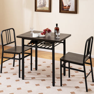 3-Piece Dining Table Set with Rectangular Kitchen Table and 2 Chairs-Gray view 6