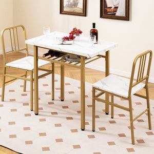 3-Piece Dining Table Set with Rectangular Kitchen Table and 2 Chairs-White view 6